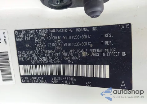 2015 Toyota Sienna Xle 8 Passenger из США, поврежденный, VIN 5TDYK3DC3FS675964